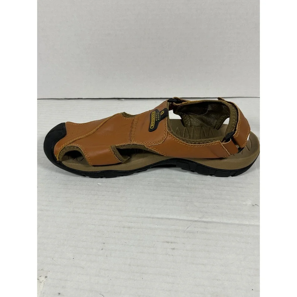 Fashion Mens Tan Brown Closed Toe Sport Hiking Sandals Size 47 Adjustable‎ Strap